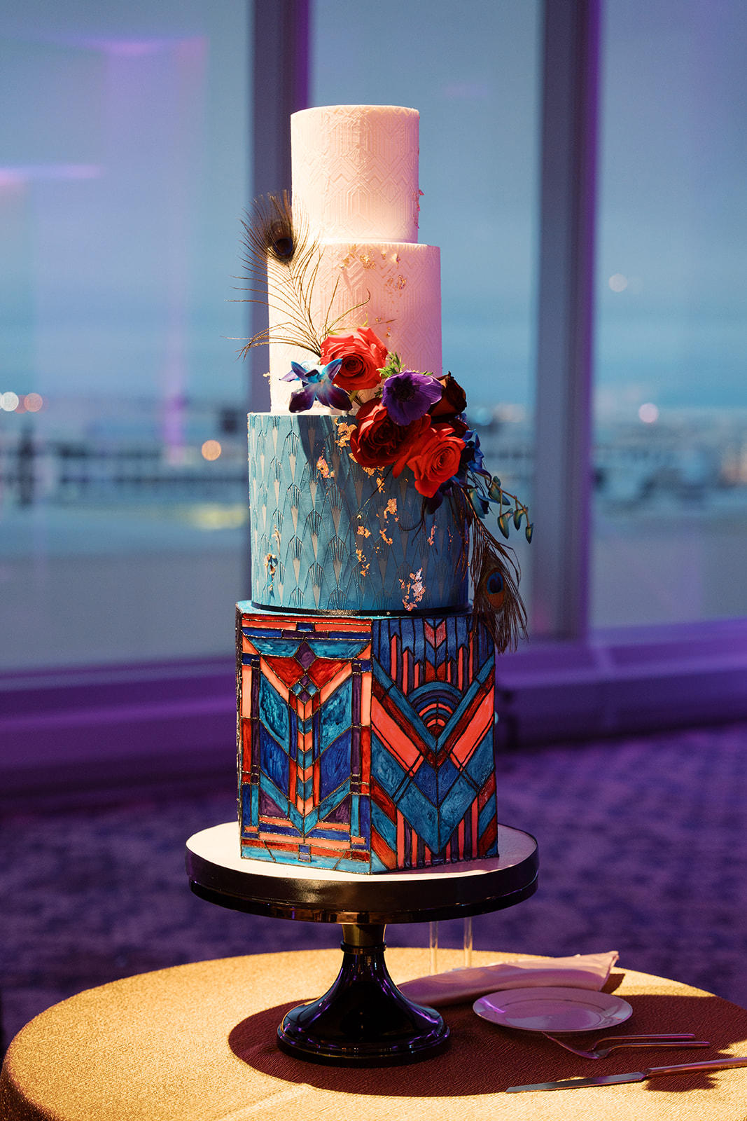stained-glass inspired wedding cake