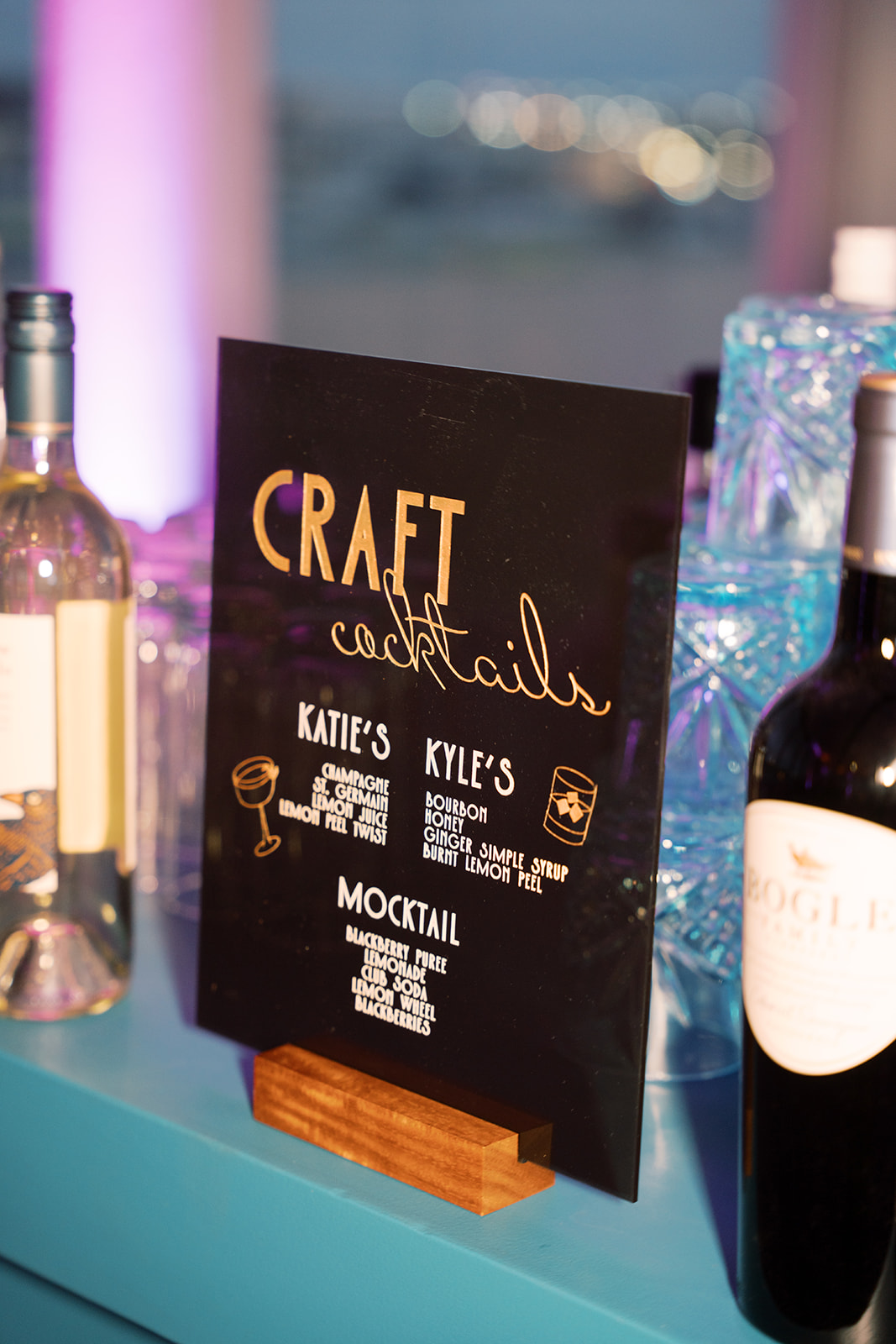 Gatsby-inspired custom wedding cocktails