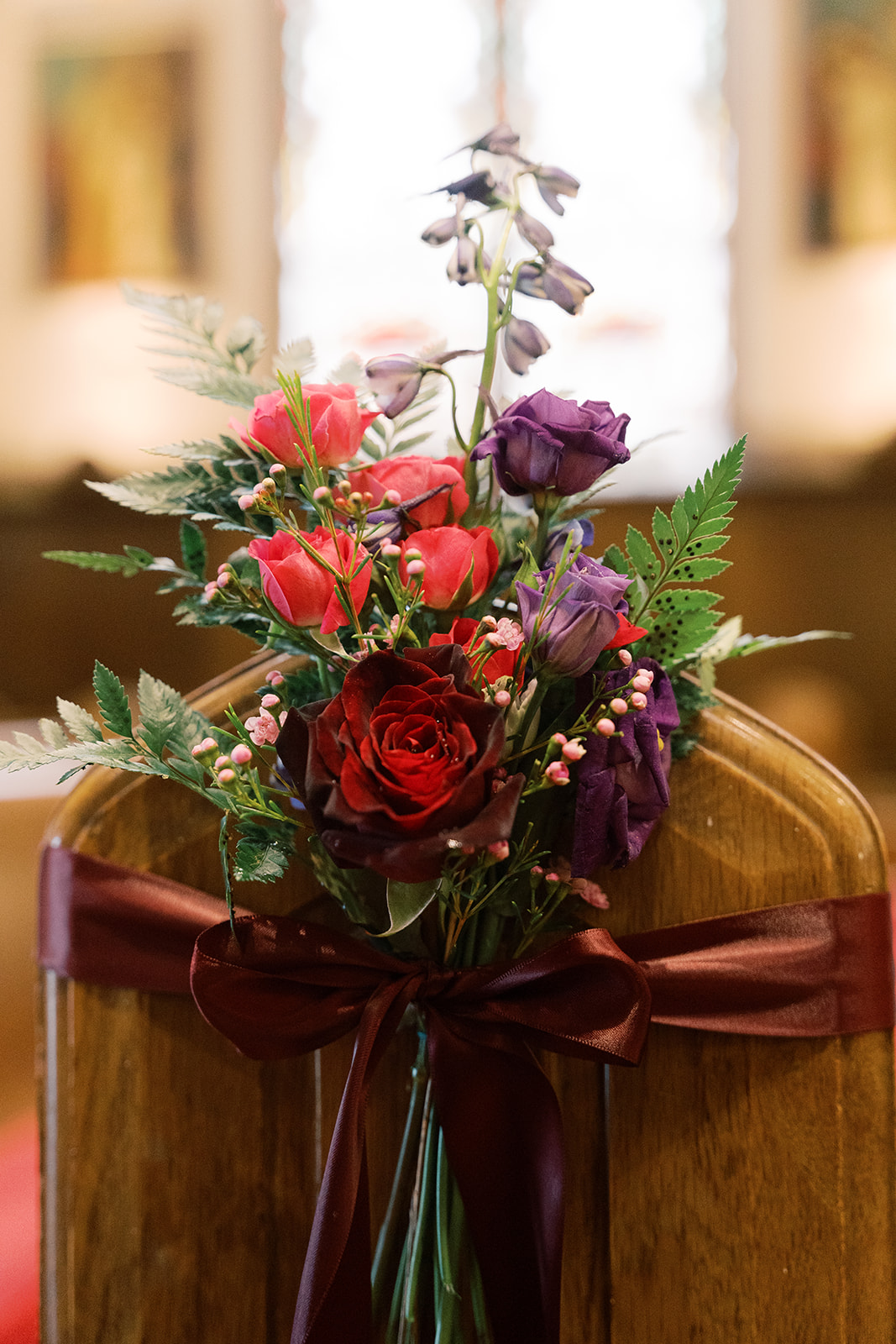 red and purple floral arrangements