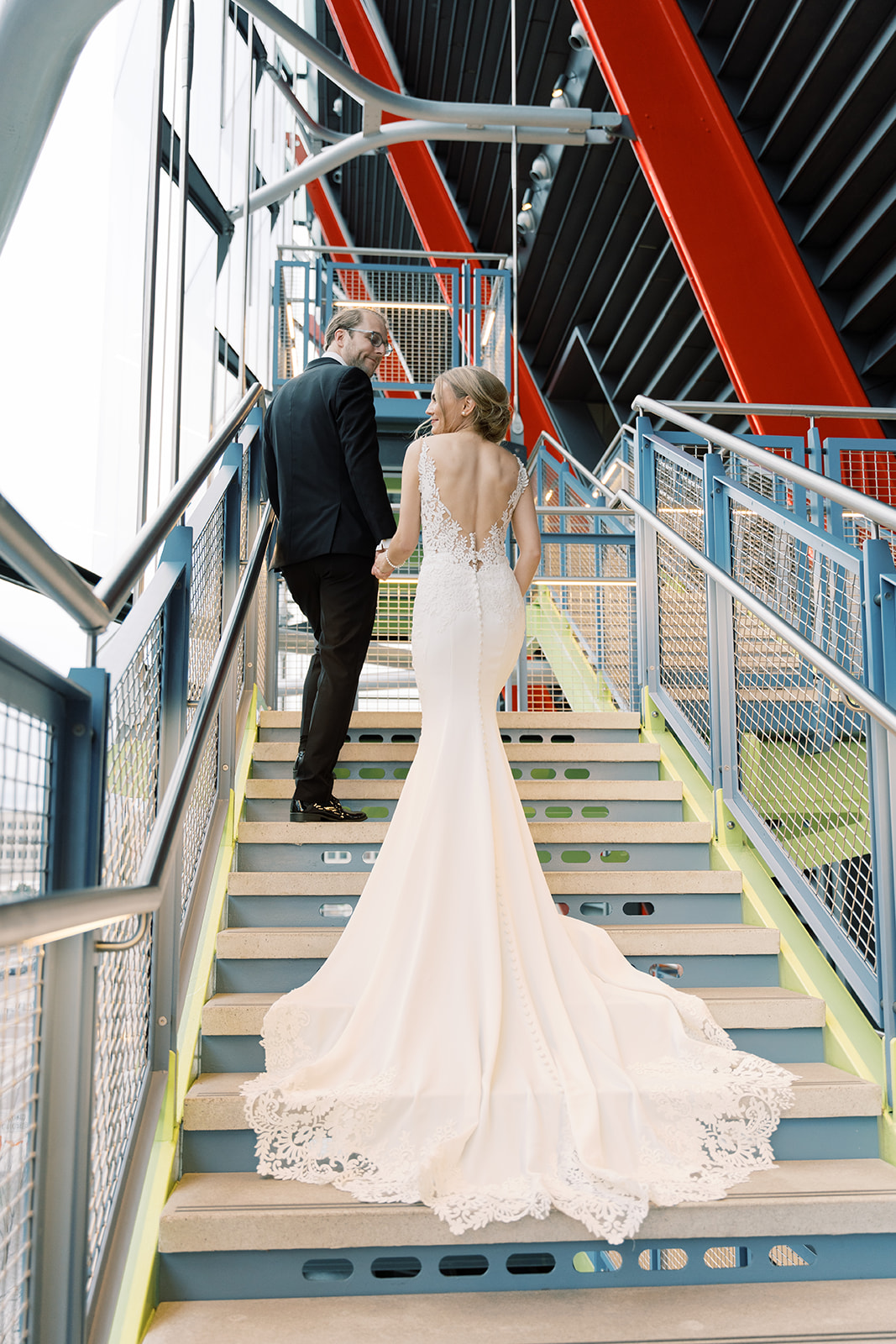 train and subway wedding portraits