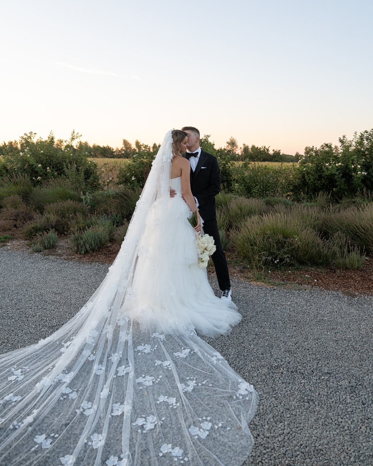 romantic wedding dress with veil