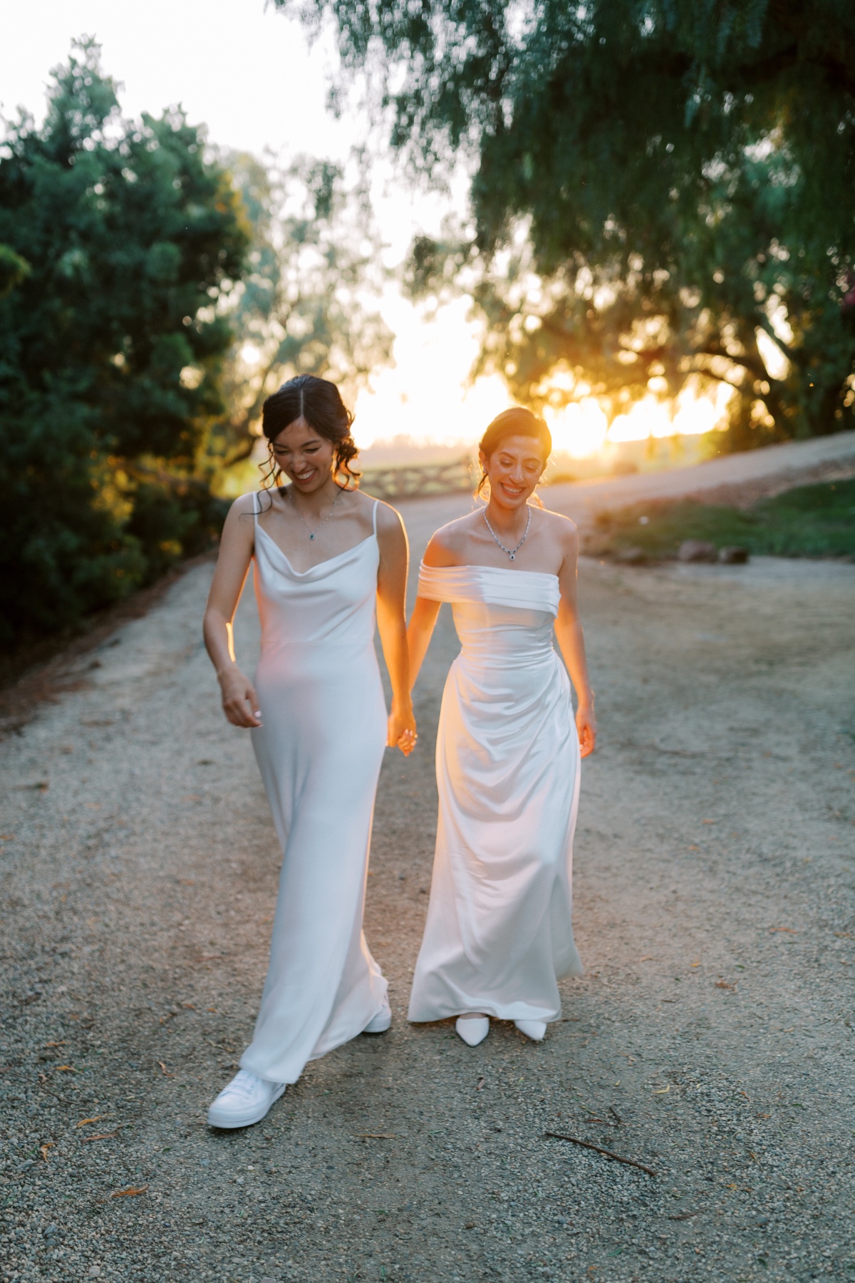 sleek silk and satin reception dresses