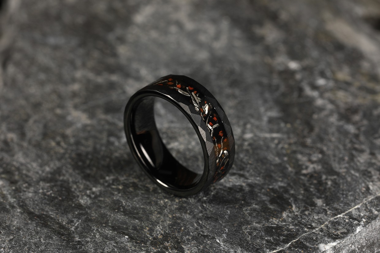 dinosaur bone wedding band by Gentlebands