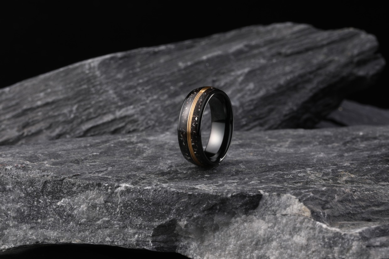 meteorite wedding band by Gentlebands