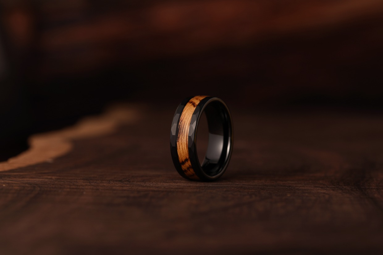whiskey barrel wedding band by Gentlebands