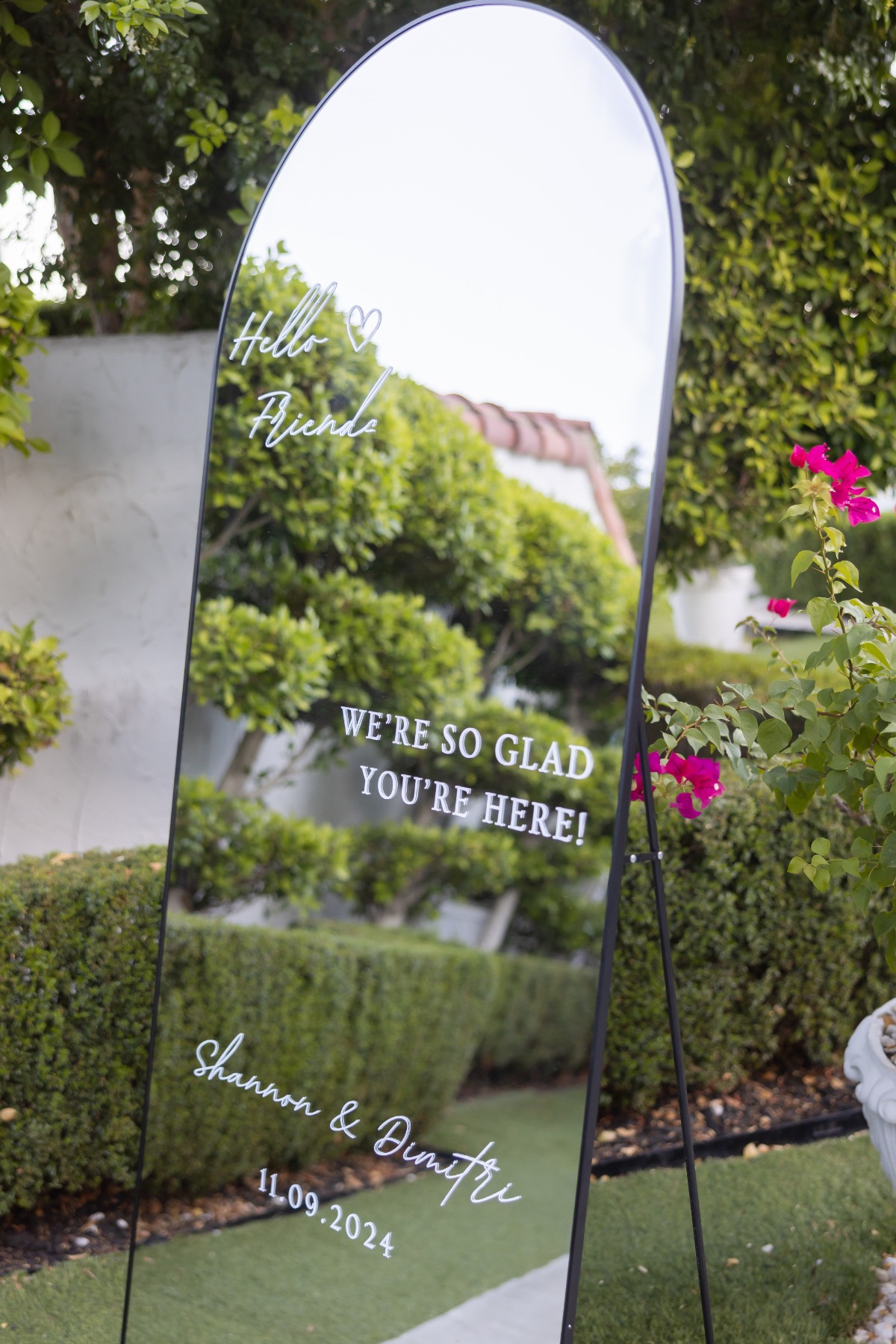 mirrored wedding sign