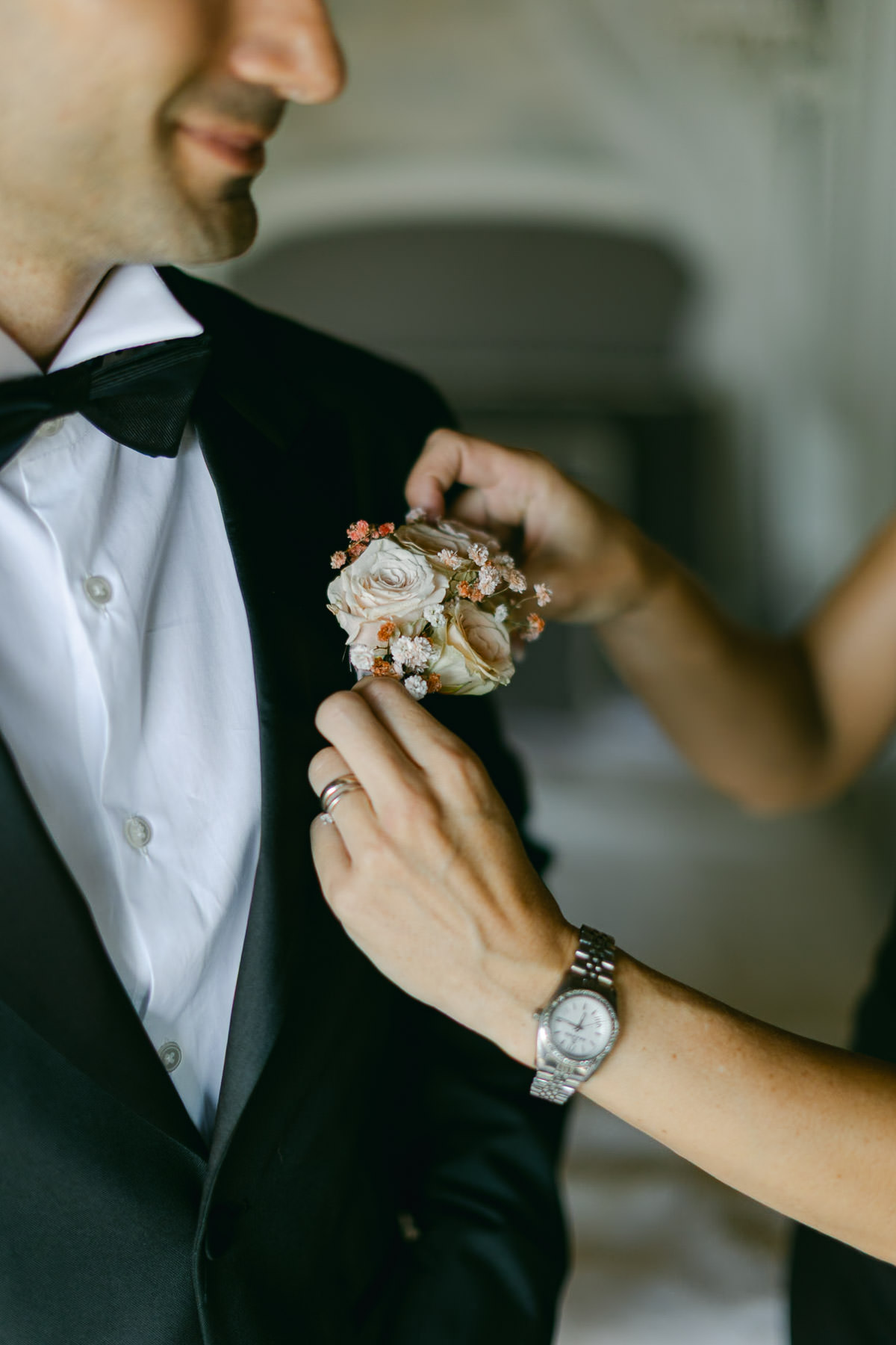 terracotta and cream boutonniere