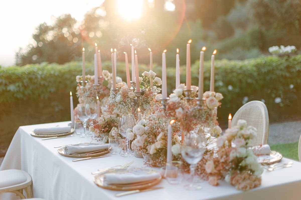 pink tapered candles