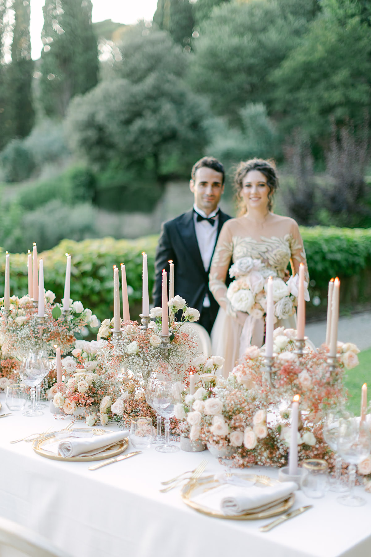 terracotta and blush centerpieces