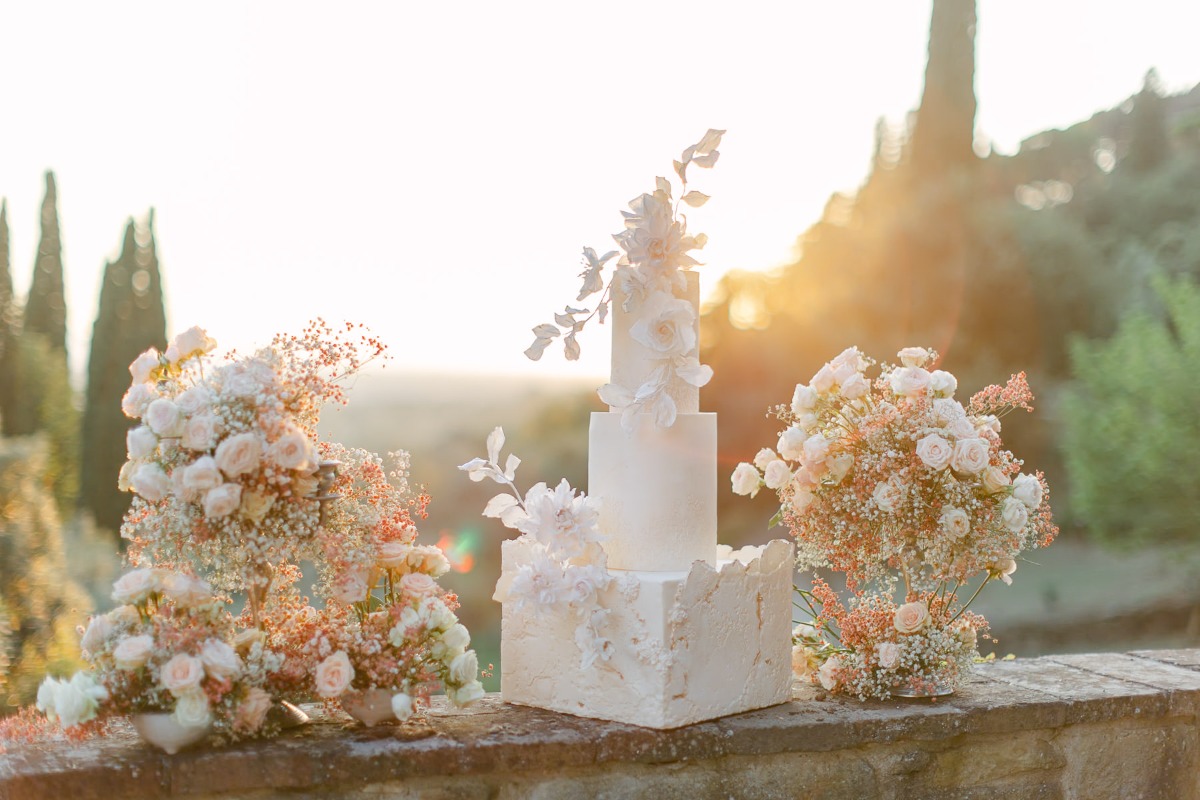 square wedding cake