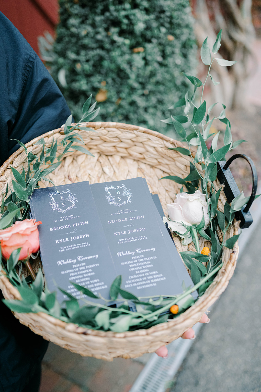 wedding program with custom monogram