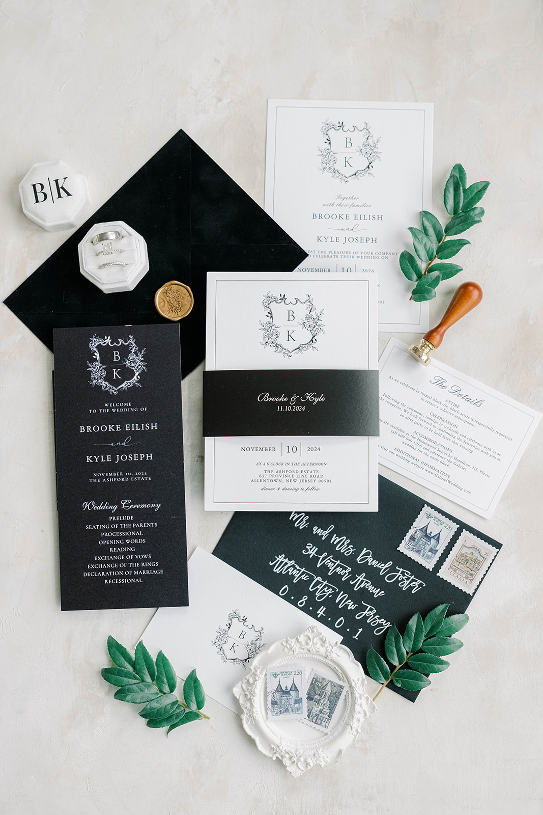 black and white wedding invitations