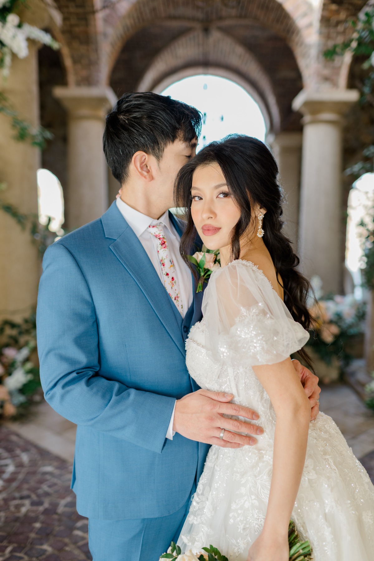 groom in blue suit