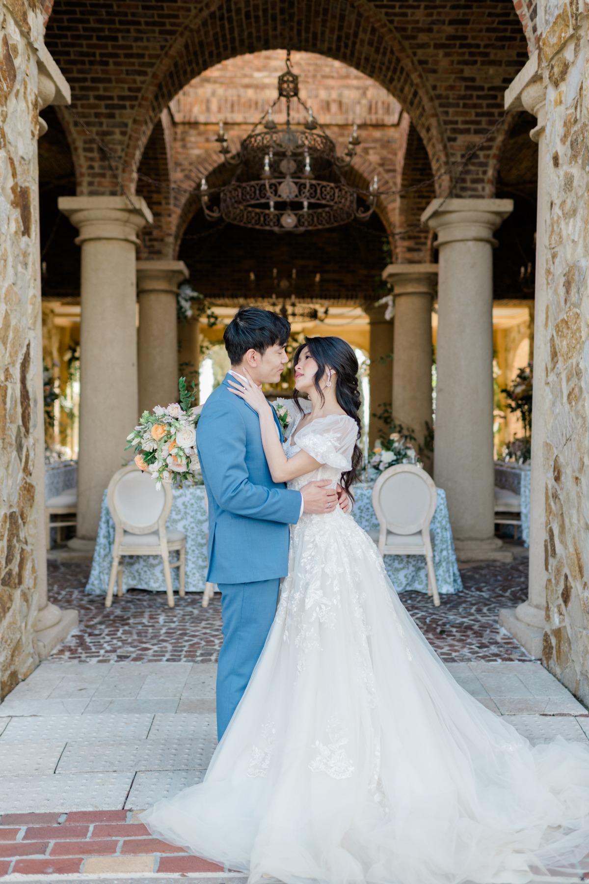 blue and peach wedding ideas