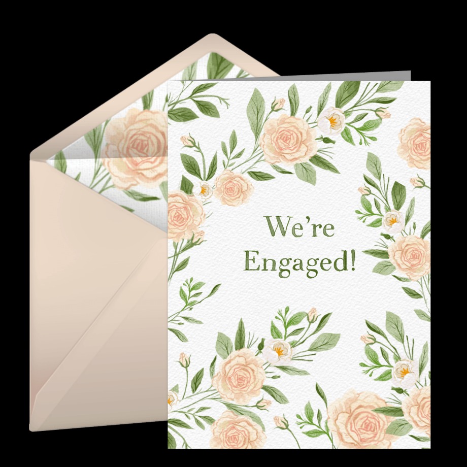 Engagement Announcement - Design - Garden Rose Watercolor