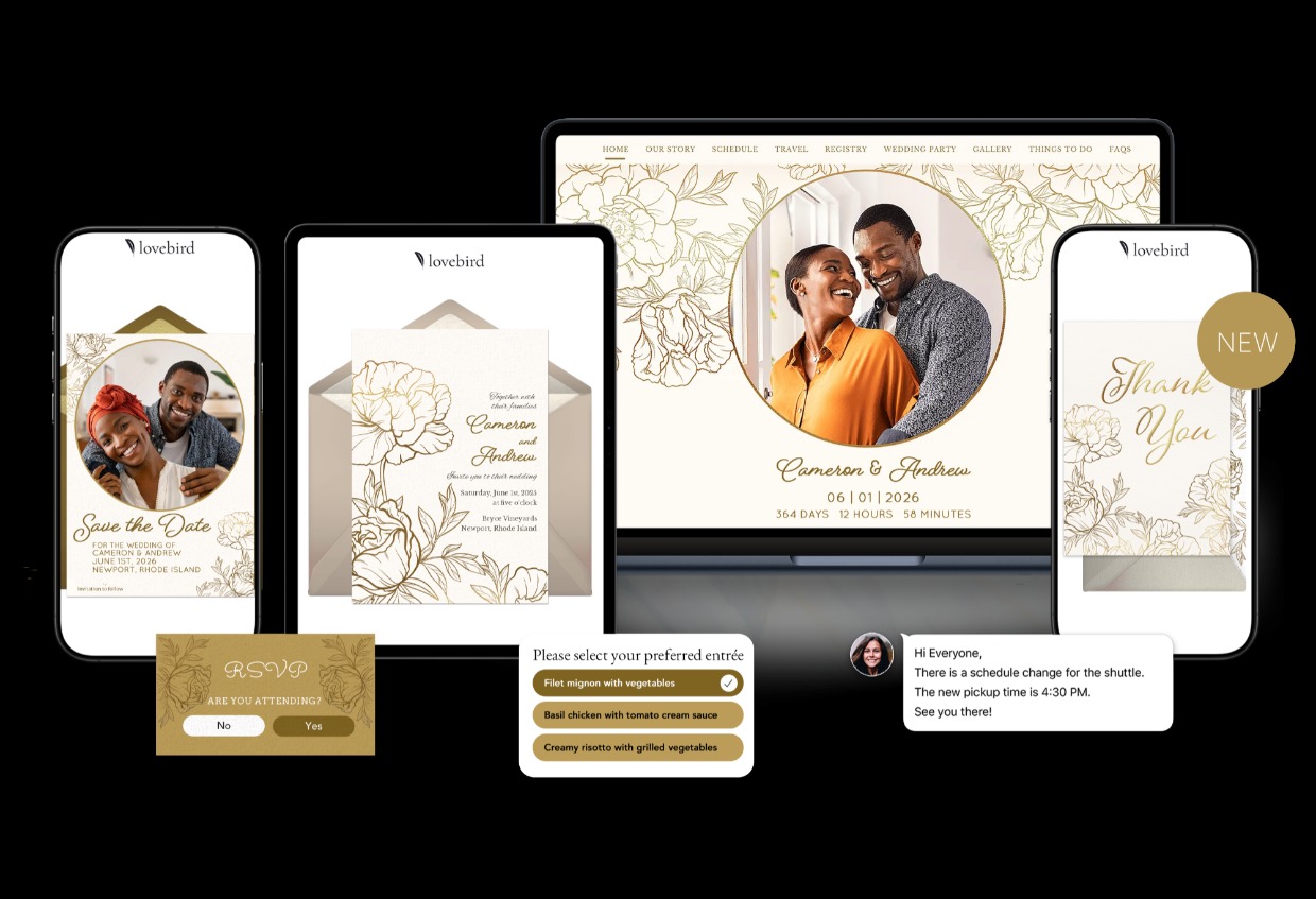 Full Suite with Thank You Card - Gold Floral