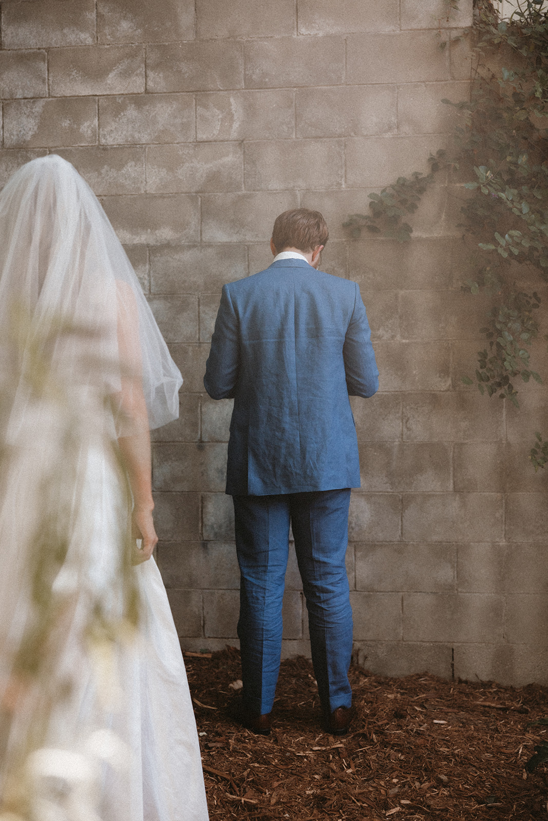 off-white wedding dress