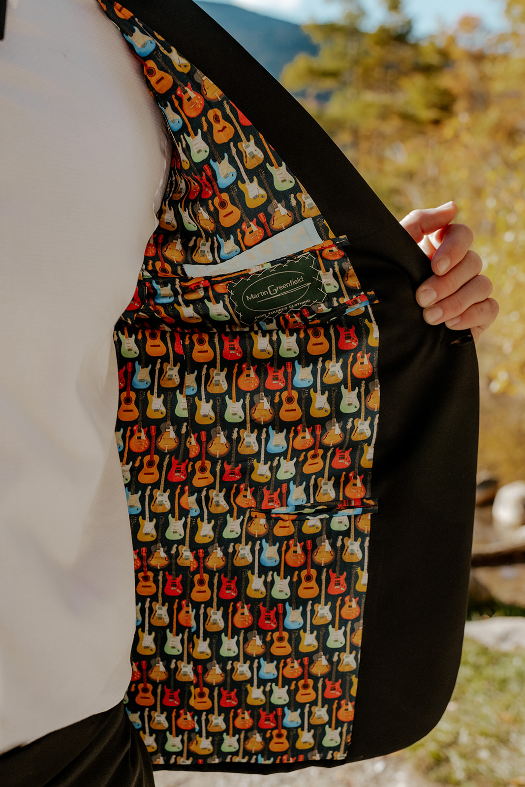 cool detail on grooms suit