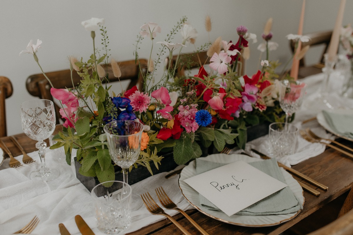 rainbow wedding flowers