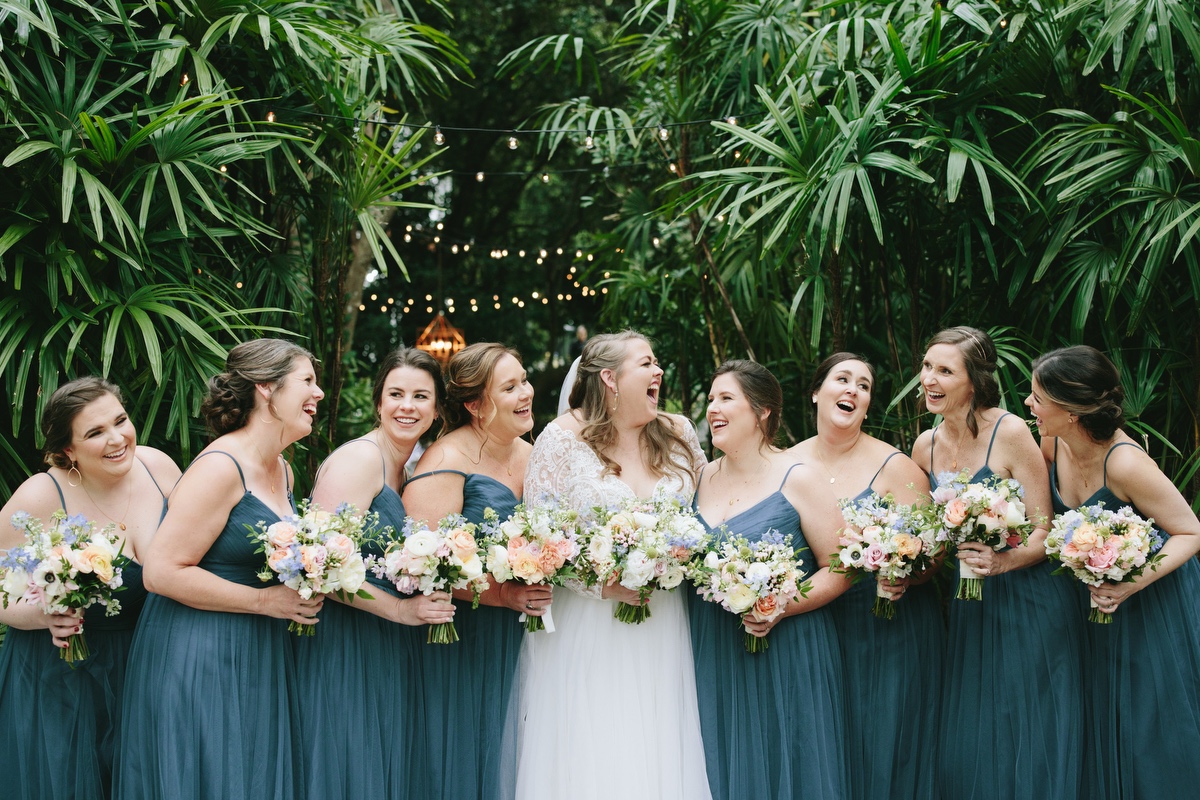 muted dark blue bridesmaid dresses