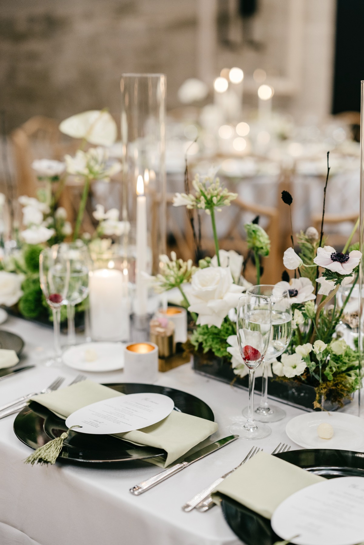 black white and sage wedding colors
