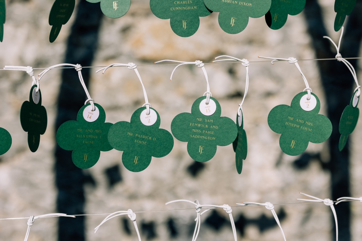 green escort card ideas