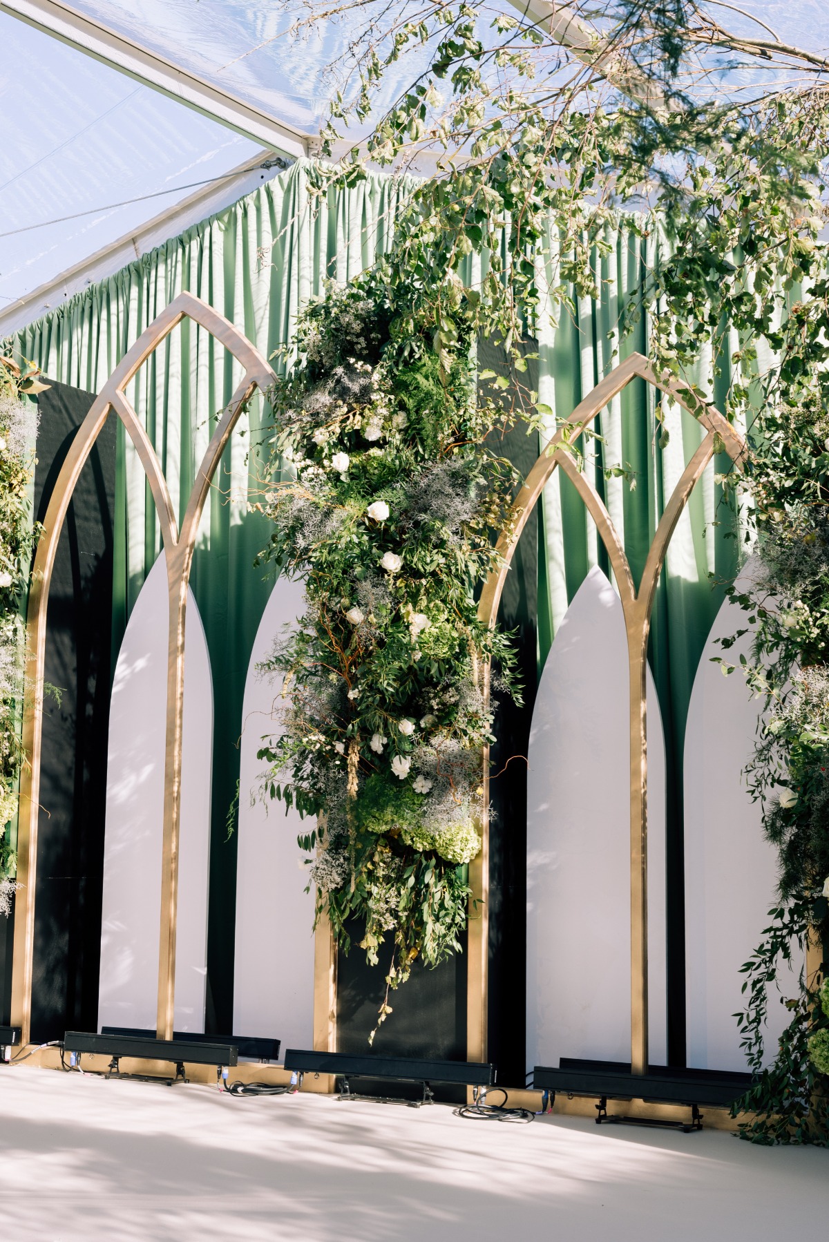 green and white wedding ceremony