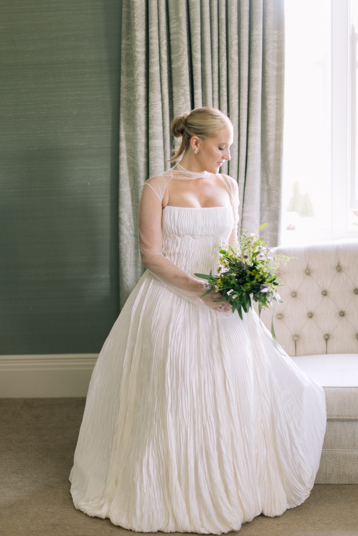 bride in danielle frankel dress