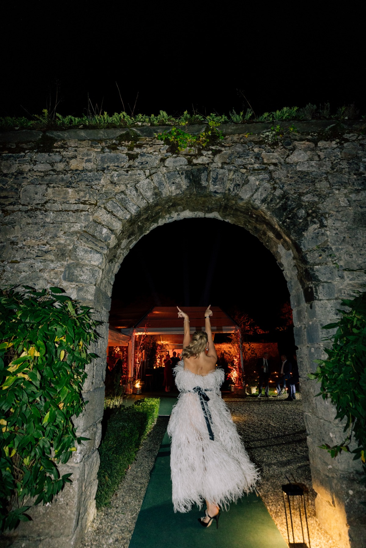 feather dress for wedding reception