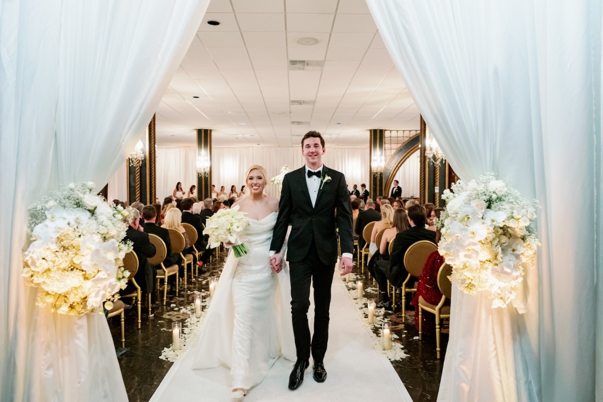 white wedding ceremony decor