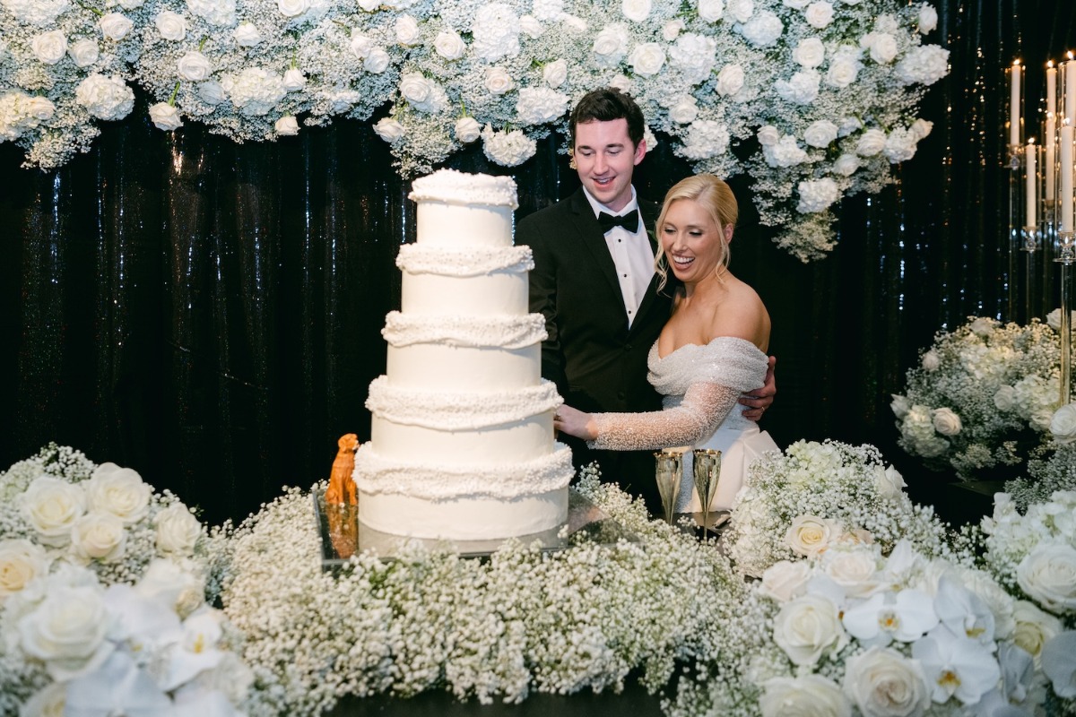 five tier white wedding cake