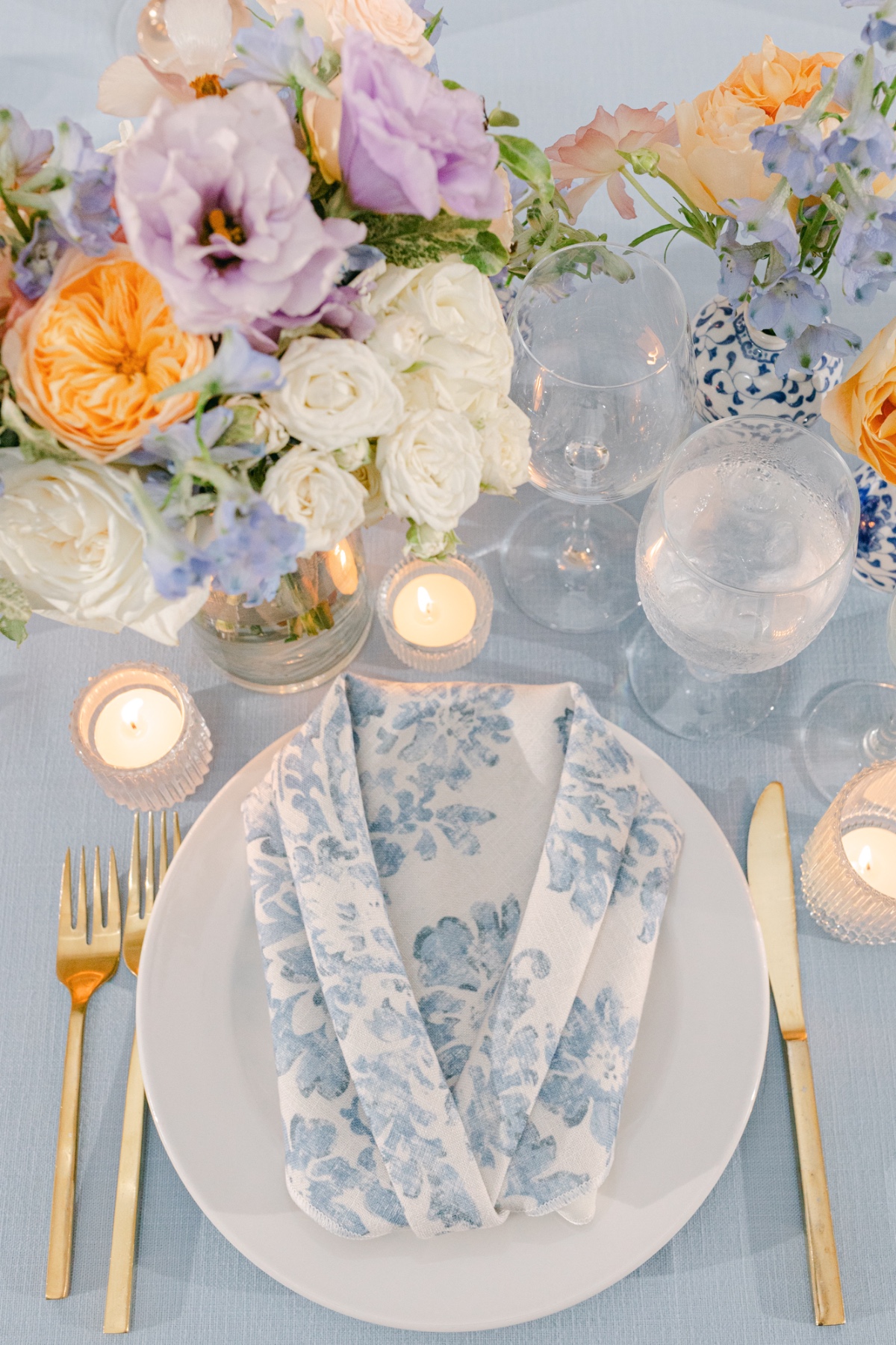 blue peach and lavender wedding colors