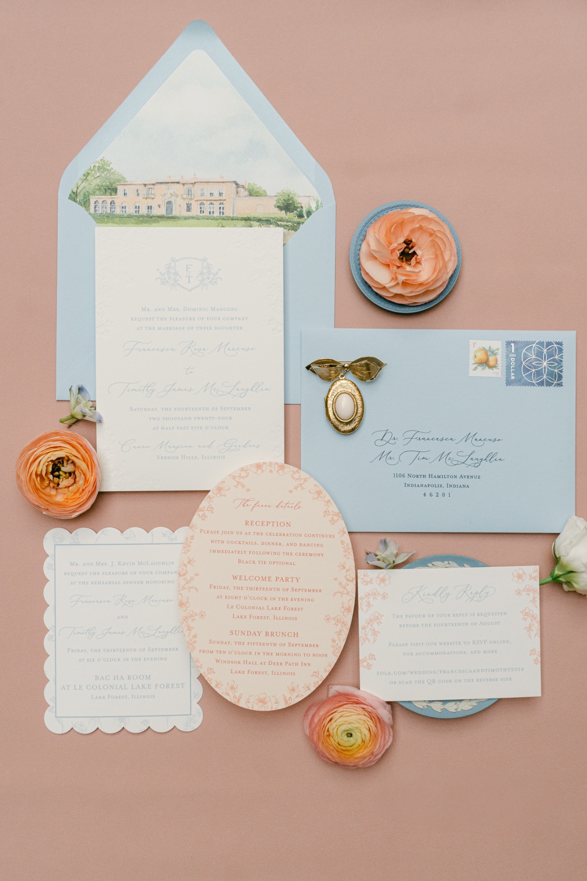 pastel wedding invitation suite