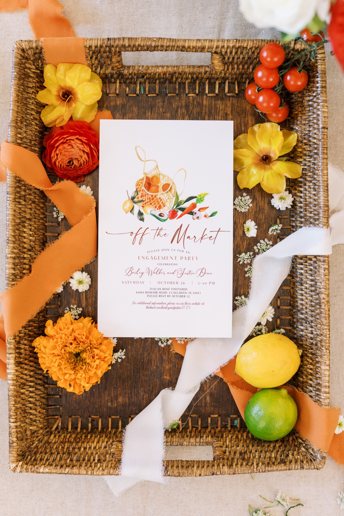 Italian market inspired invitation