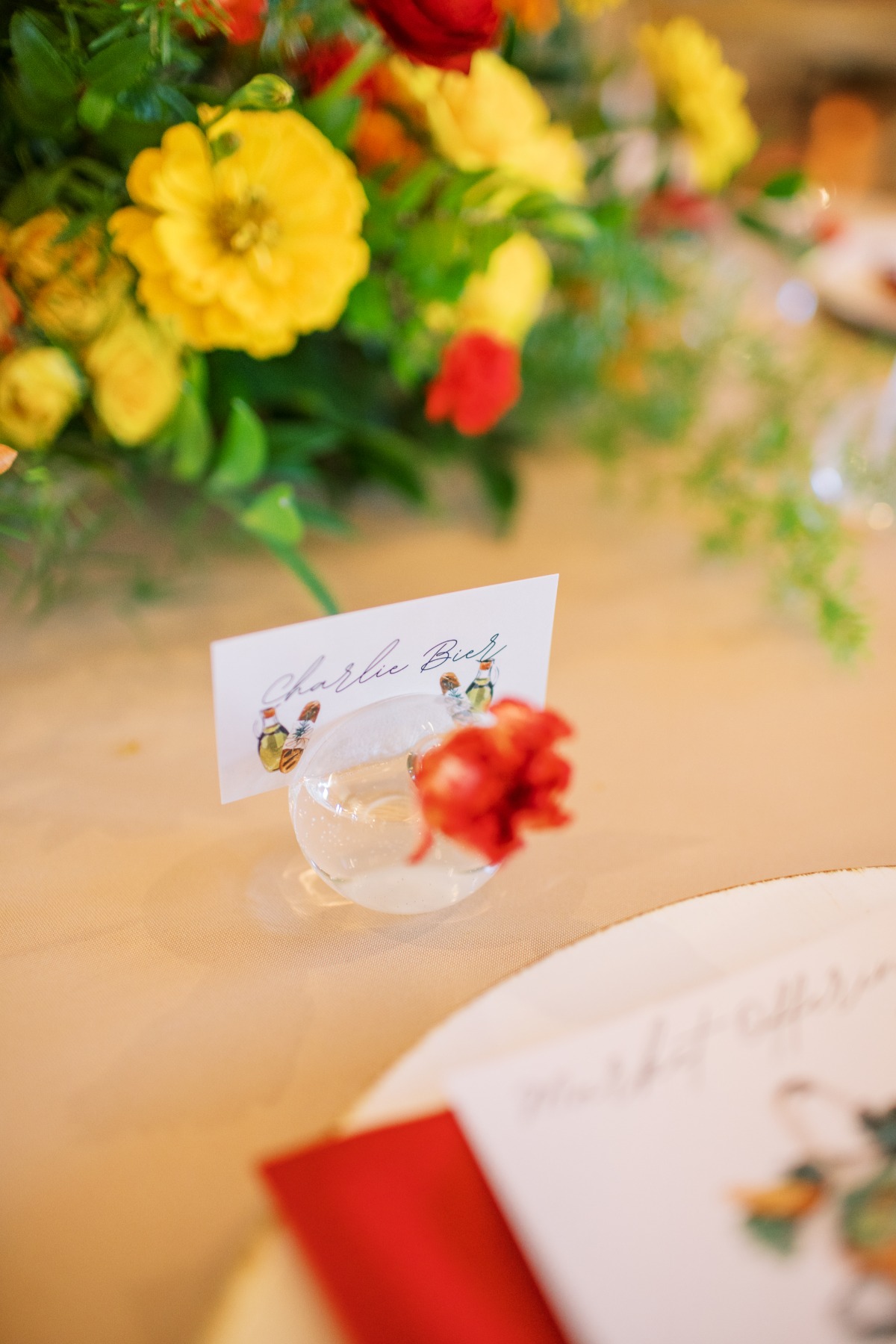 dried floral name card