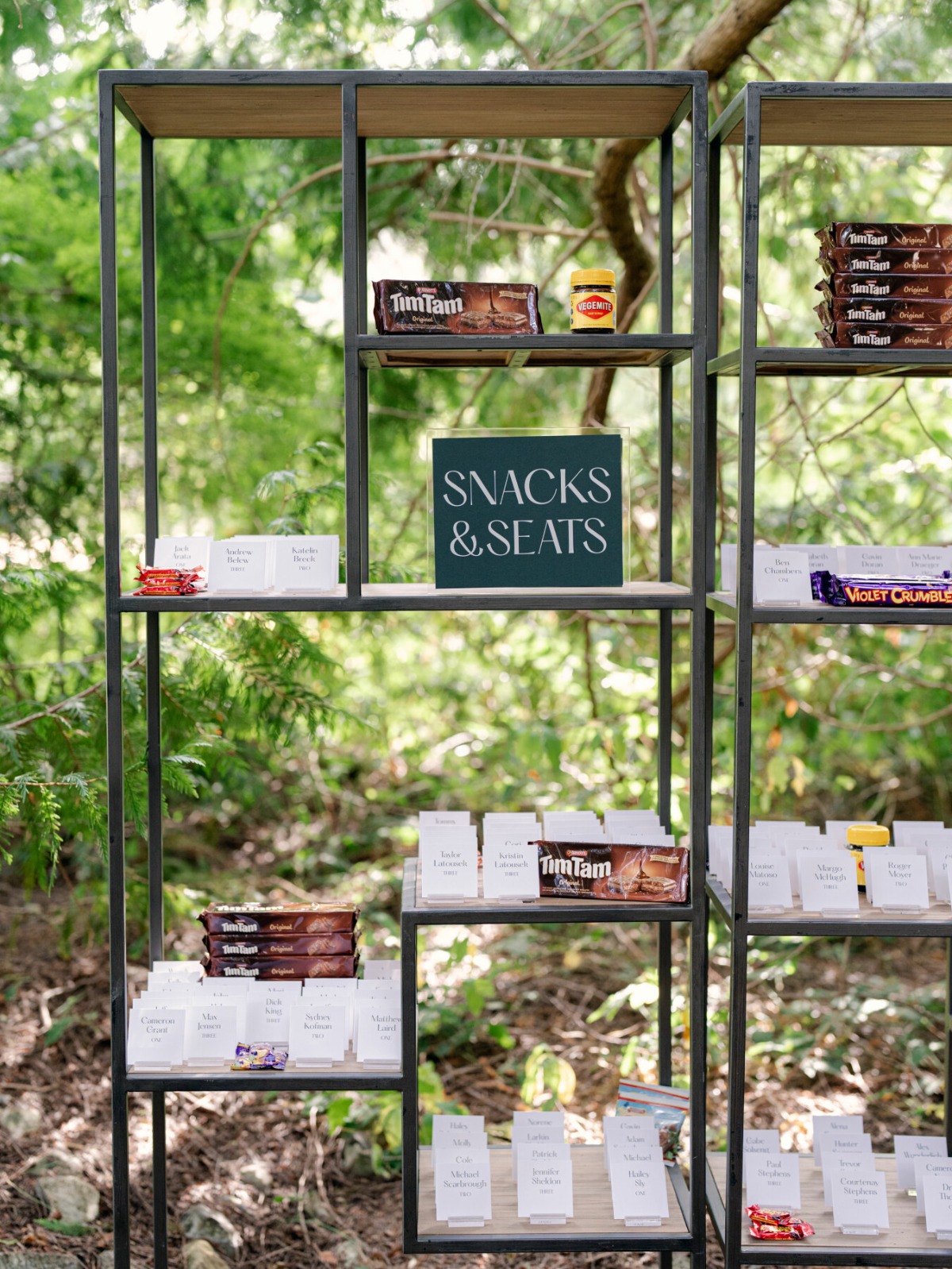 seating chart and snack wall