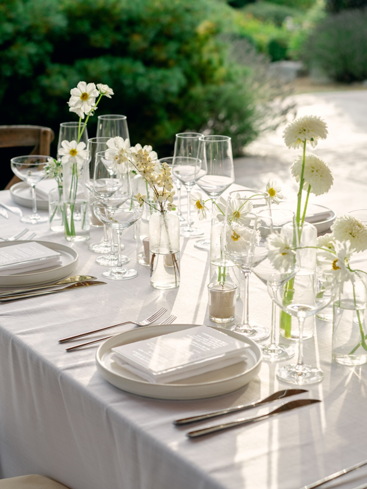 single stem white wildflower centerpieces