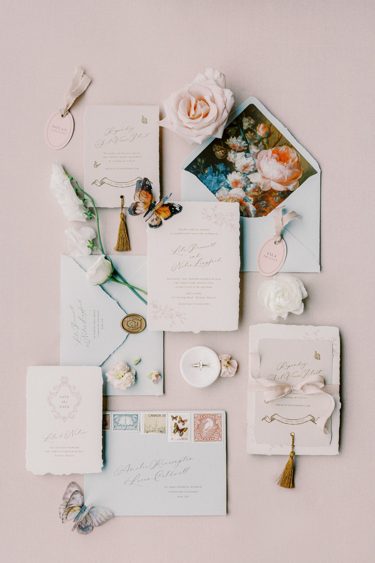 rose-inspired wedding invitations