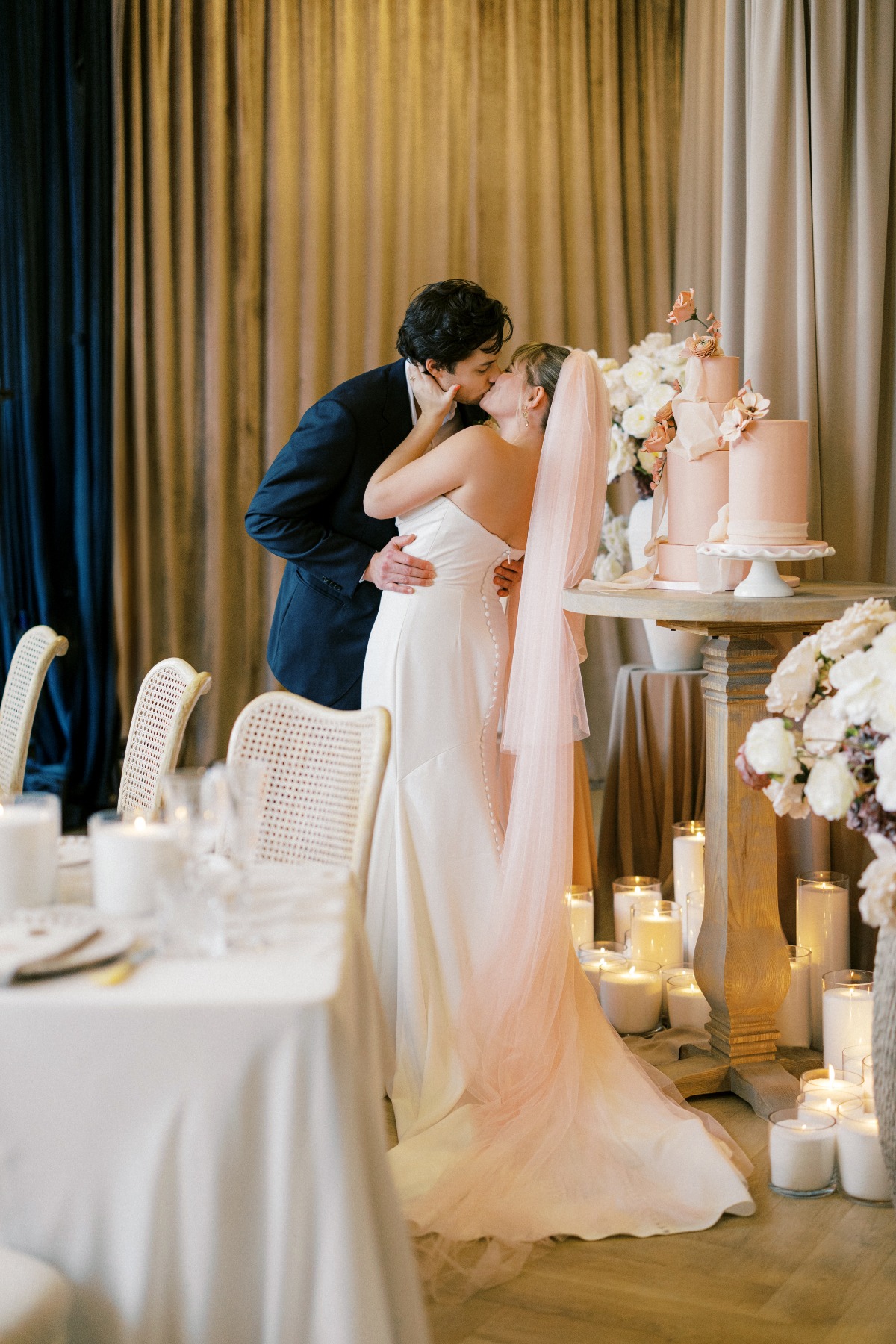 pink and cream wedding reception