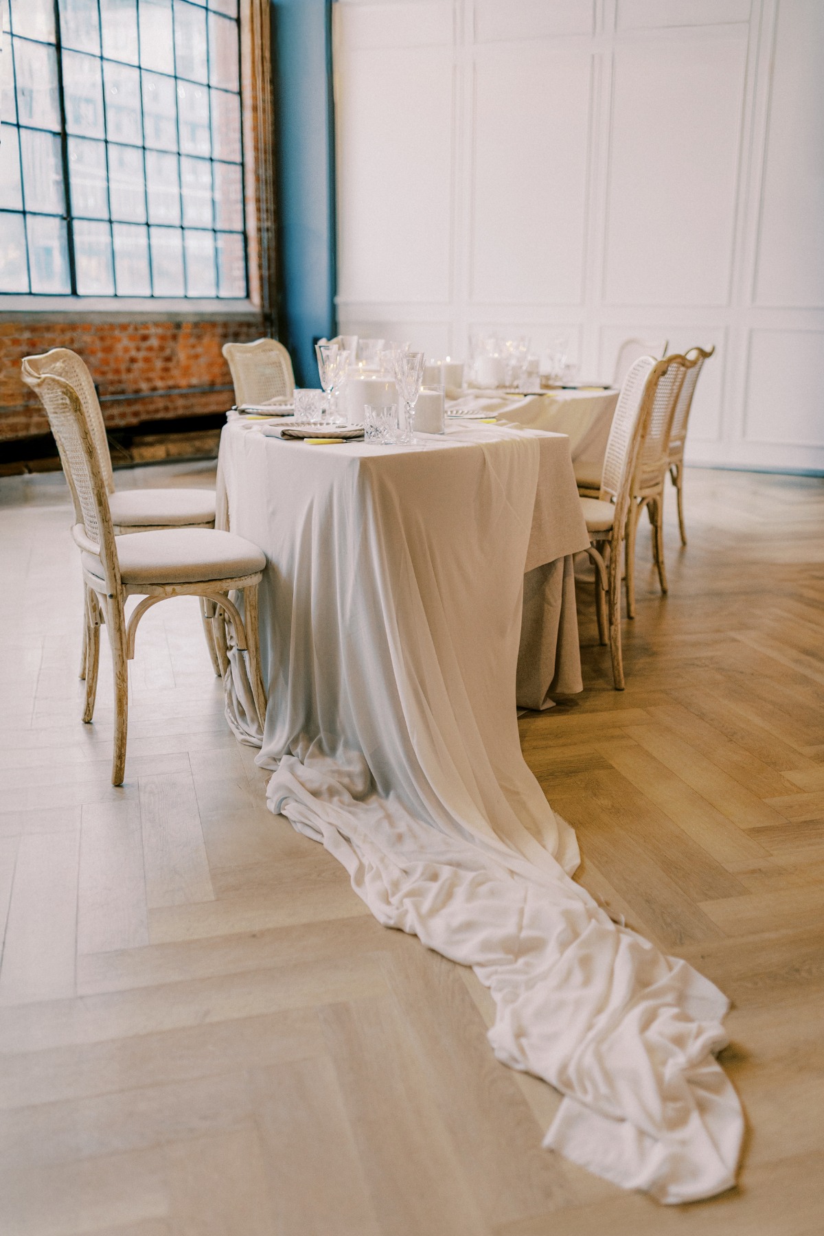 long draping tablecloth