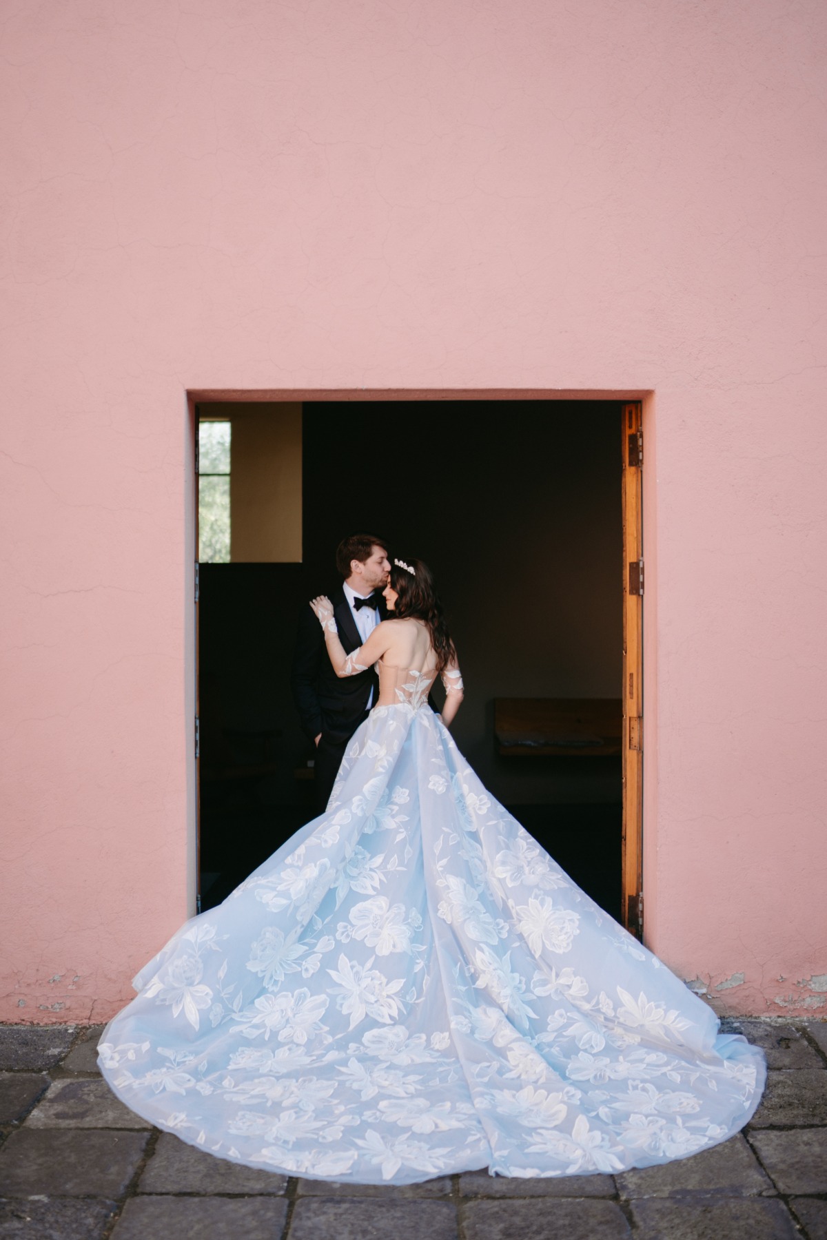 custom blue Galia Lahav wedding dress