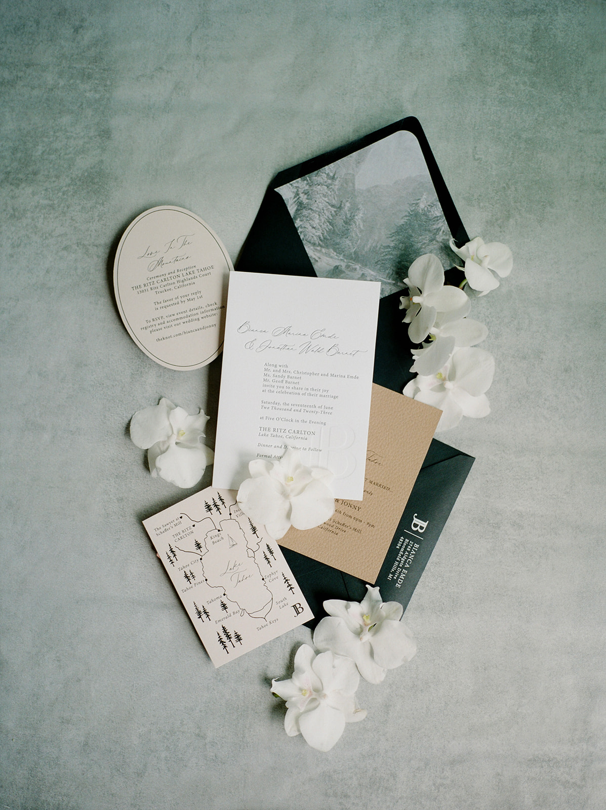 green white and black wedding invitations