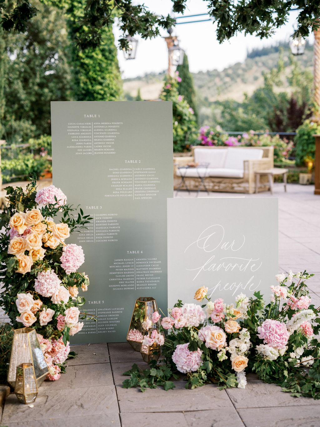 sage escort display for wedding