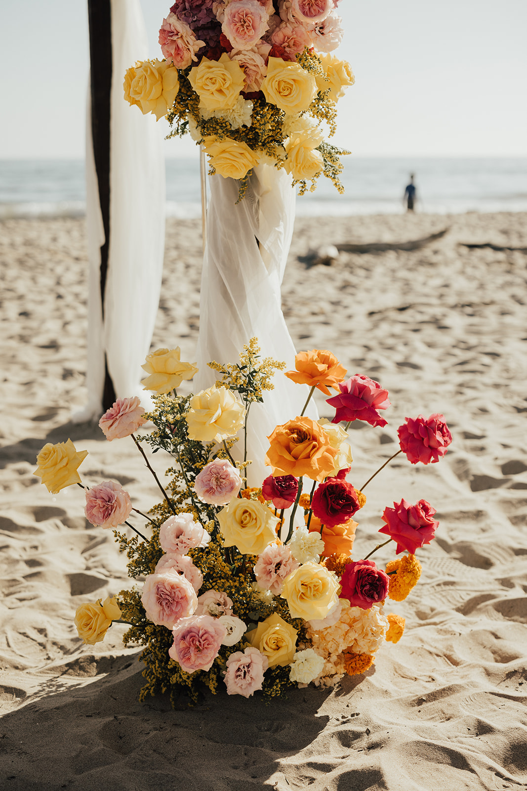 yellow pink and orange wedding flowers
