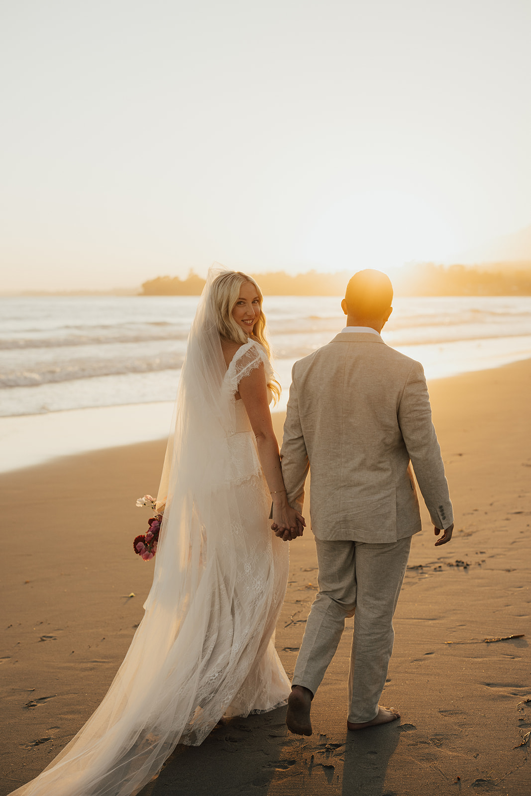 couple at their beach wedding