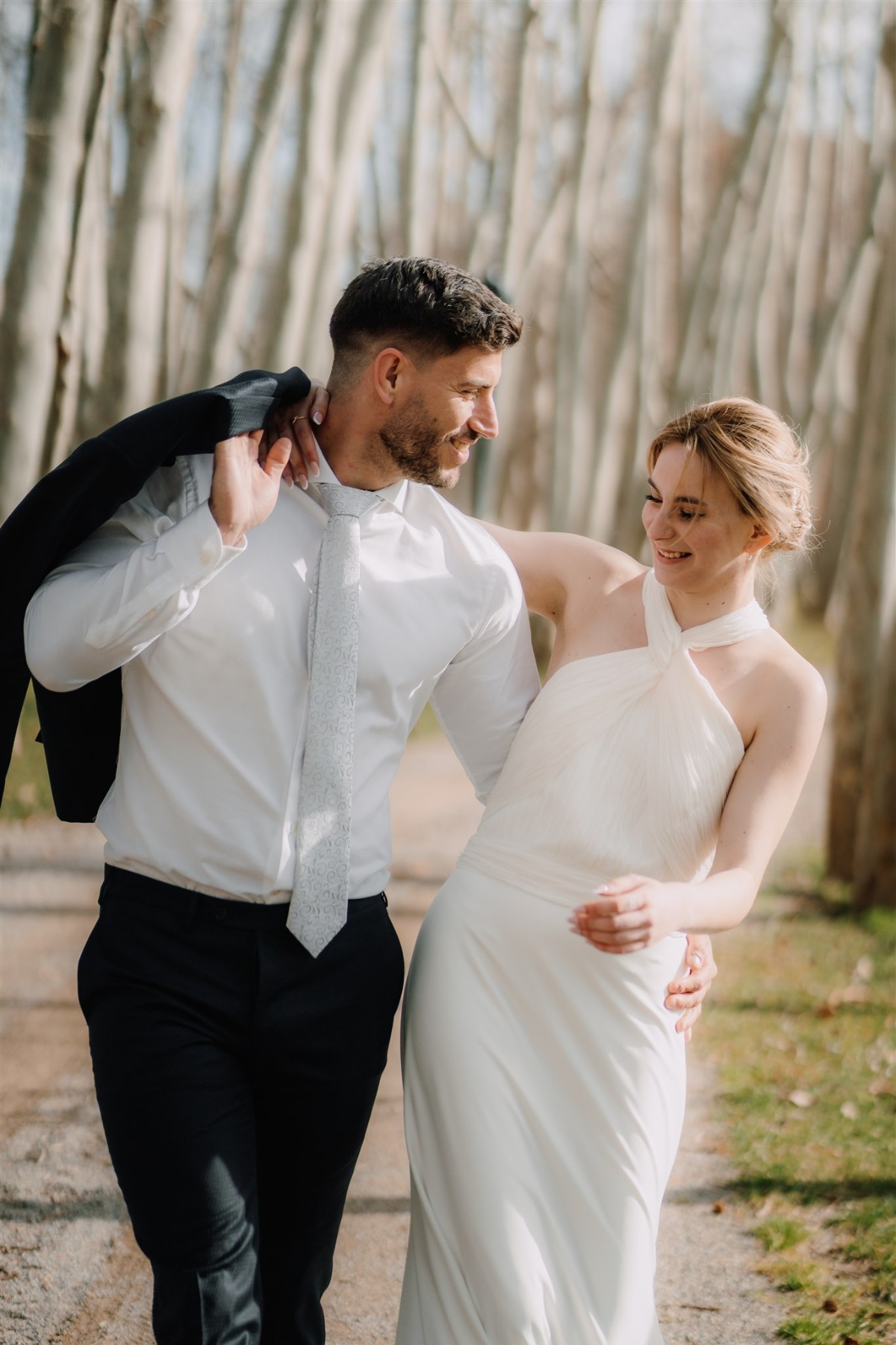 chiffon halter wedding gown