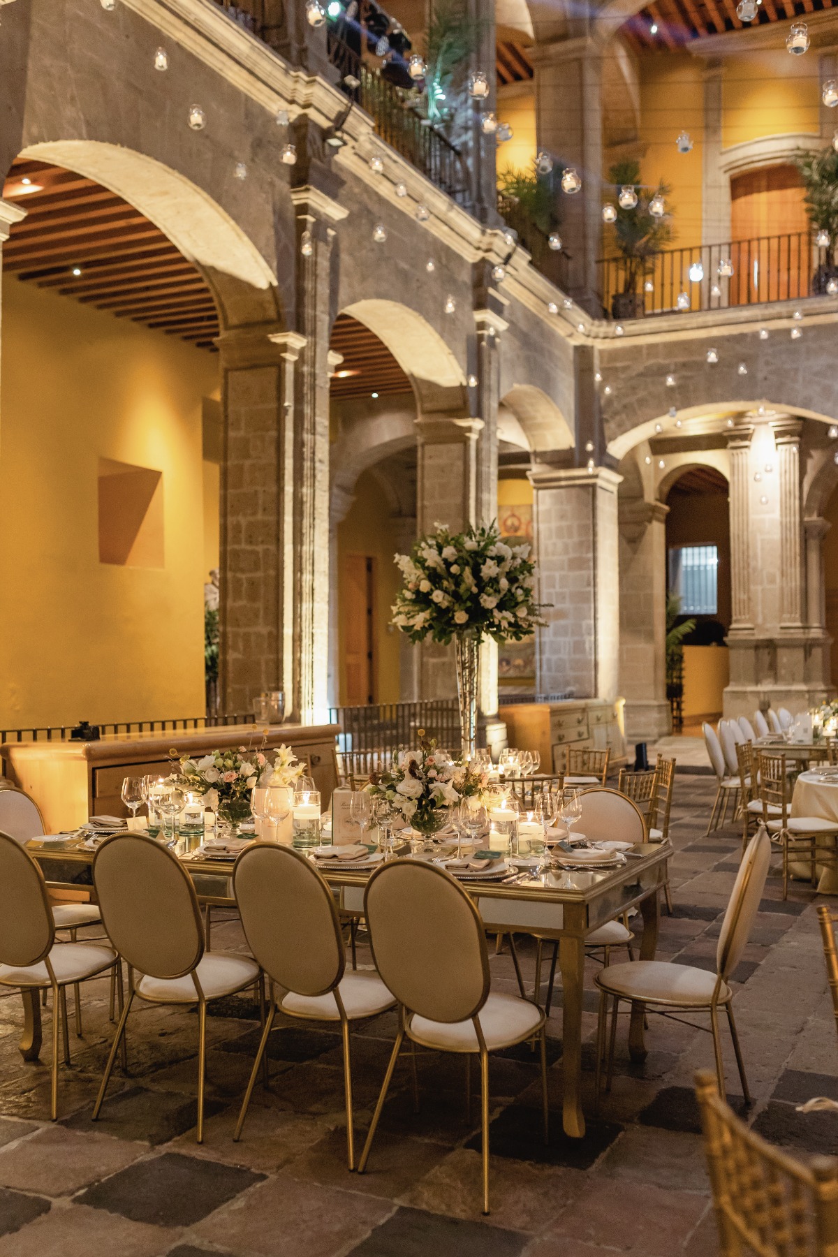 tall white and green centerpieces