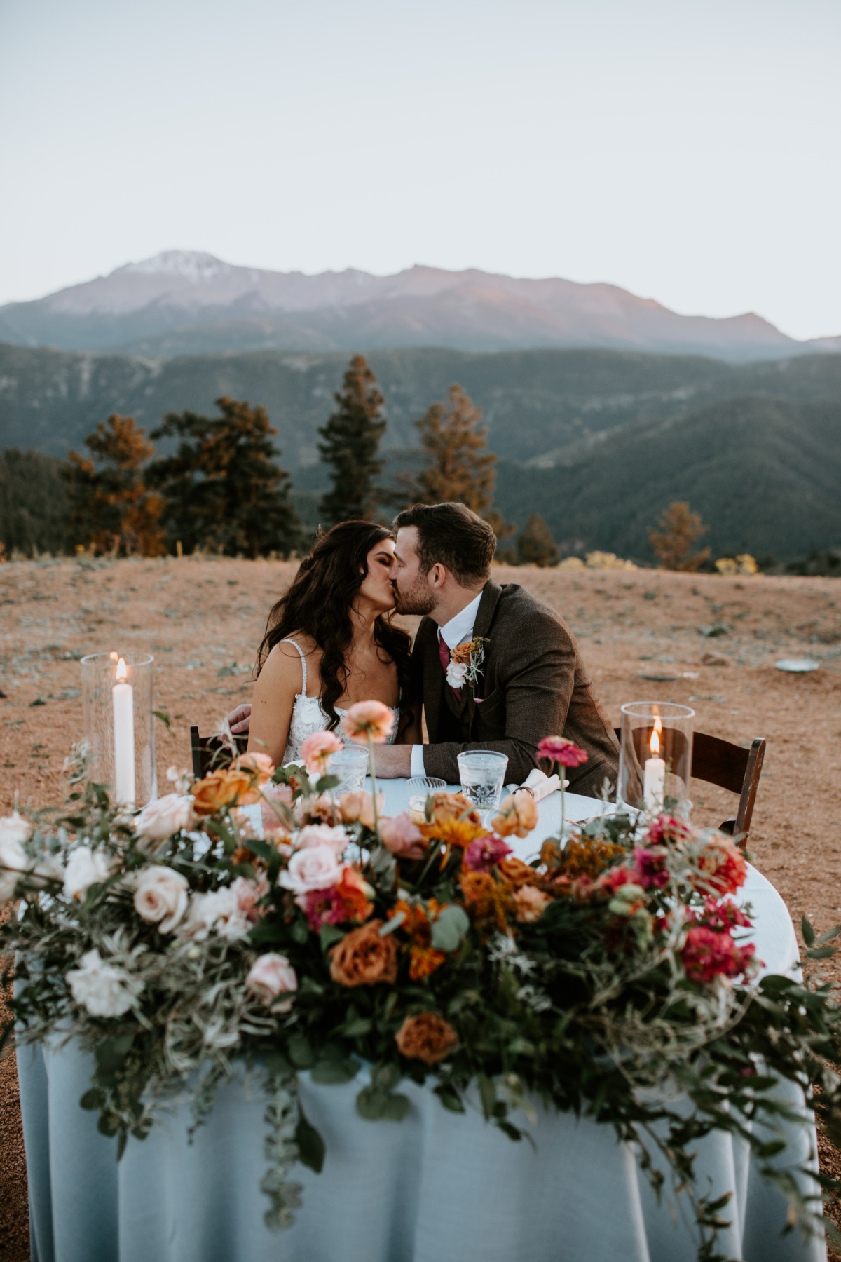 terracotta pink and cream floral arrangements