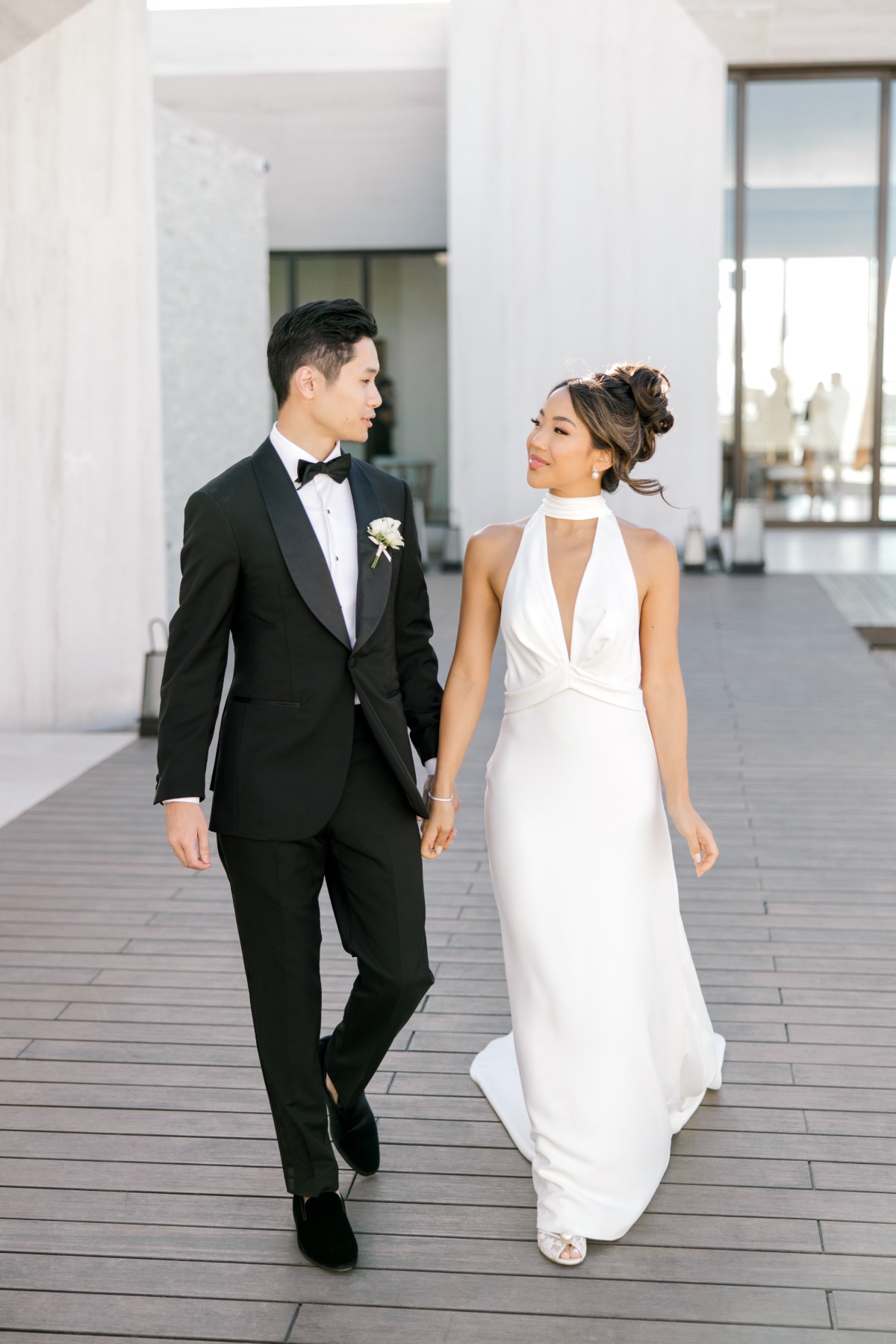 halter wedding dress with a plunging neckline