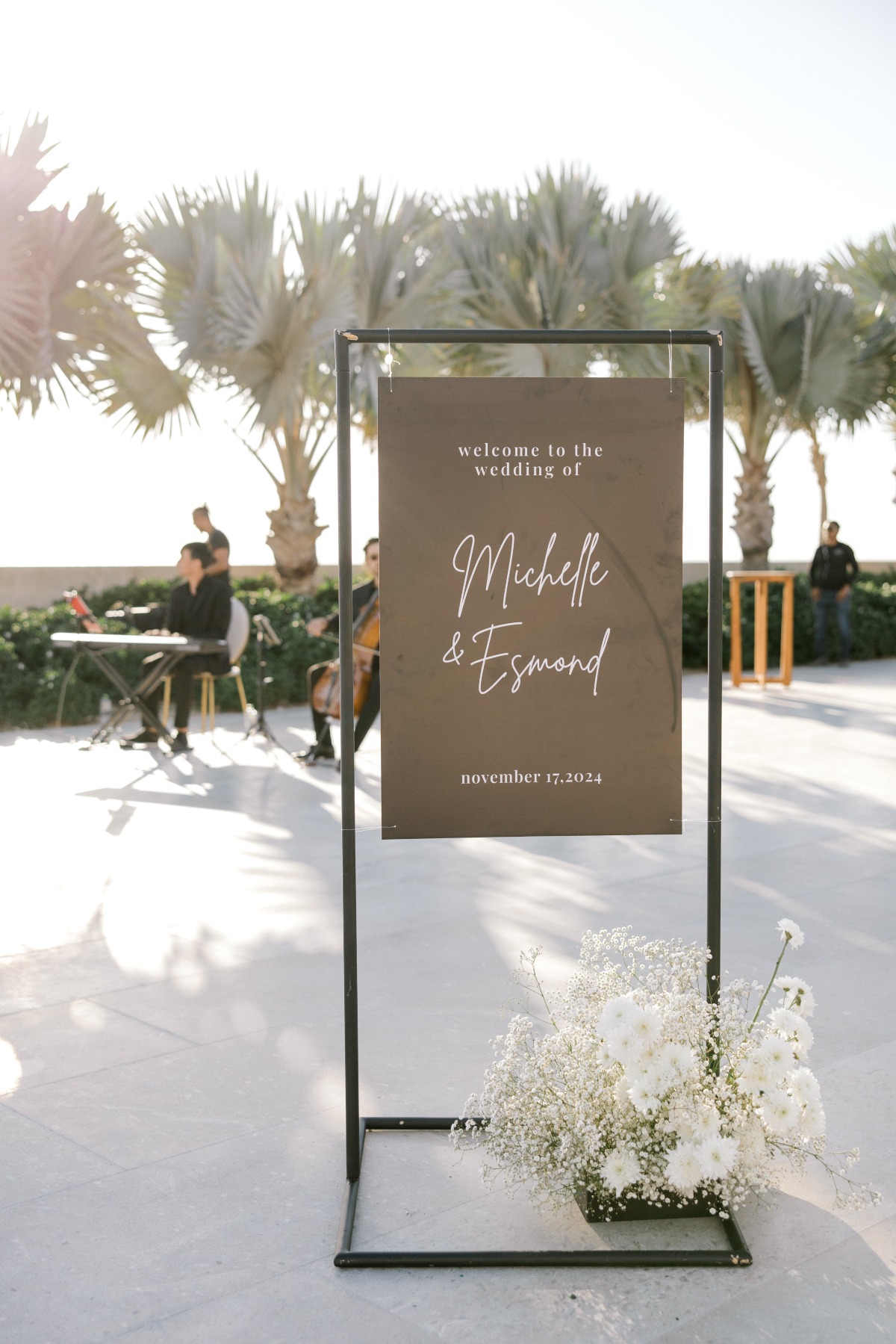 modern metal wedding sign